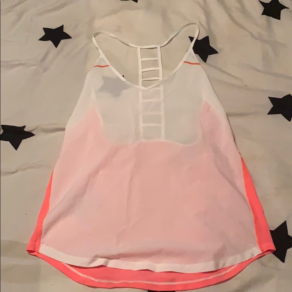 white and pink tank top